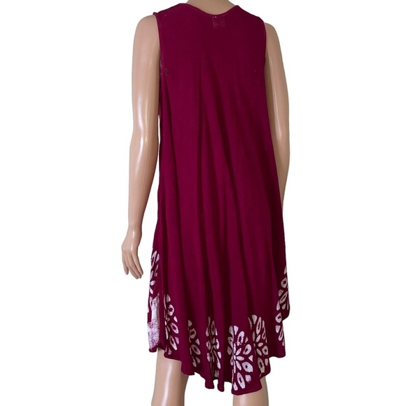 ASHA brand dress asymmetrical loose fitting dress maroon embroidered SZ LG - Picture 7 of 11